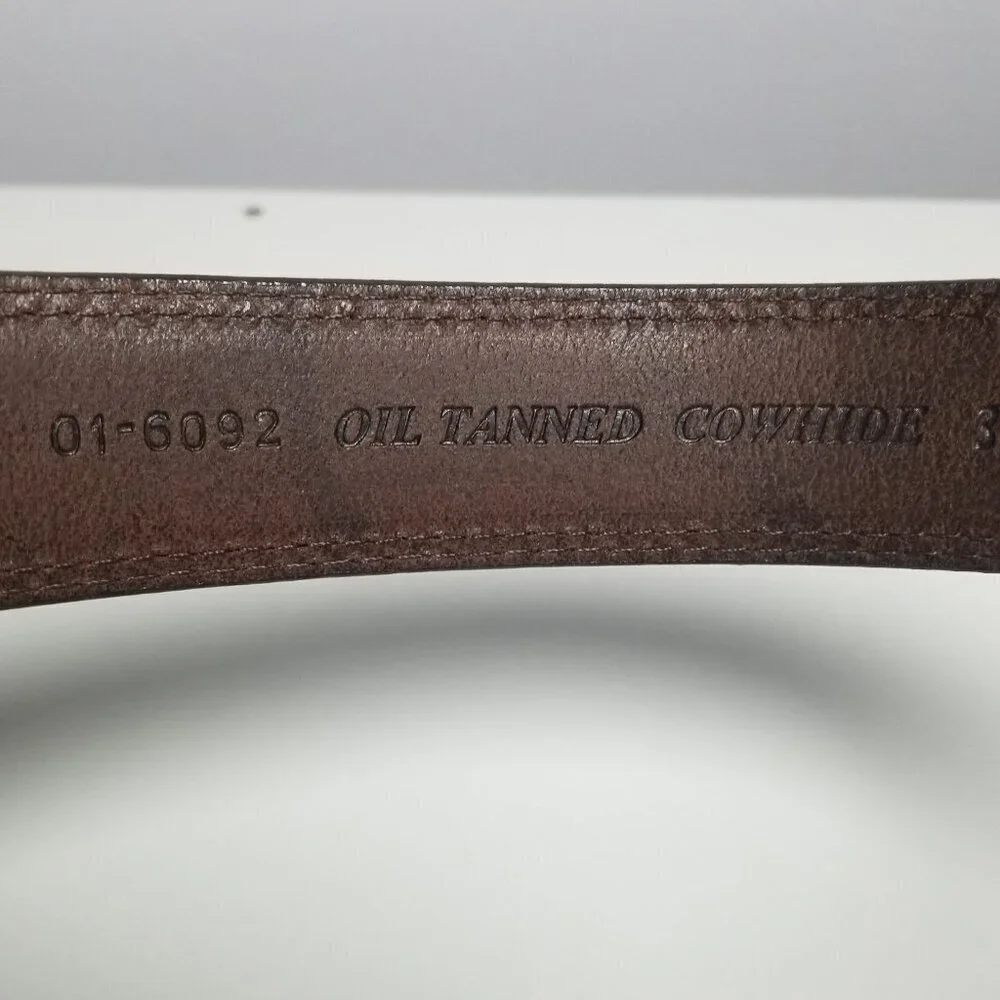 Men's Oil Tanned Cowhide Gold Brass Buckle Leather Belt Sz 34